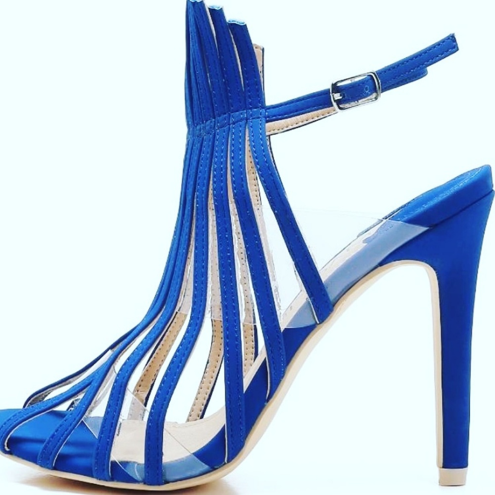 Blue ankle strap heels - Picture 5 of 8